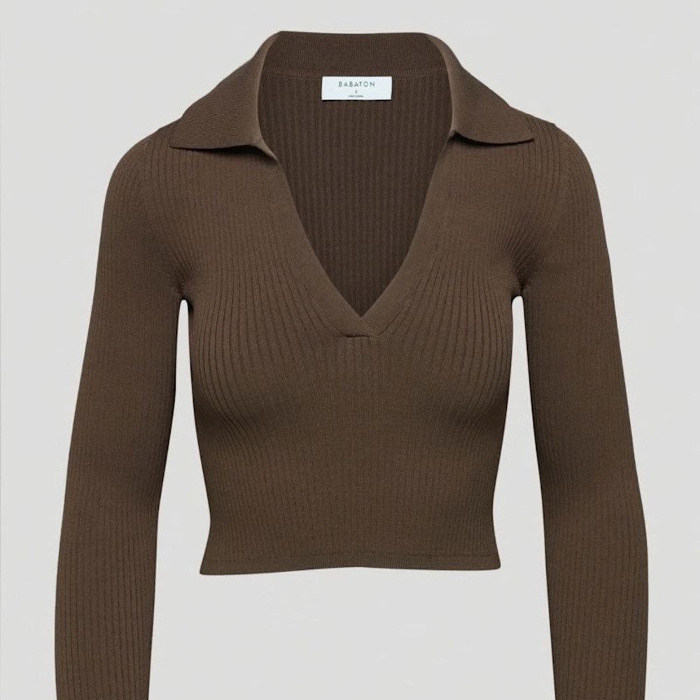 Aritzia Babaton Sculpt Knit Polo Long Sleeve